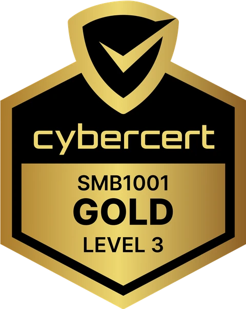 CyberCert SMB1001 Gold certified, Level 3